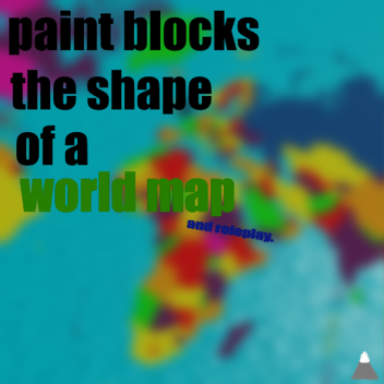 paint blocks the shape of a world map.