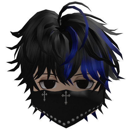Messy Hair w/ Bandana & Glasses (Black/Navy)