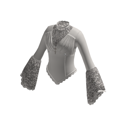Pointed Hem Top with Flared Cuffs (White)
