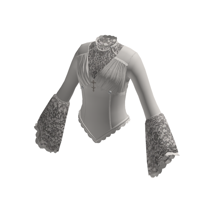 Pointed Hem Top with Flared Cuffs (White)