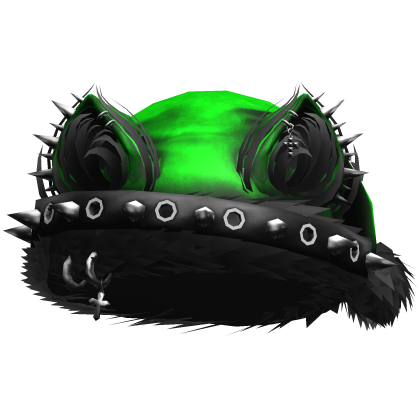 EMO Scene Cat Ear Studded Christmas Hat Green