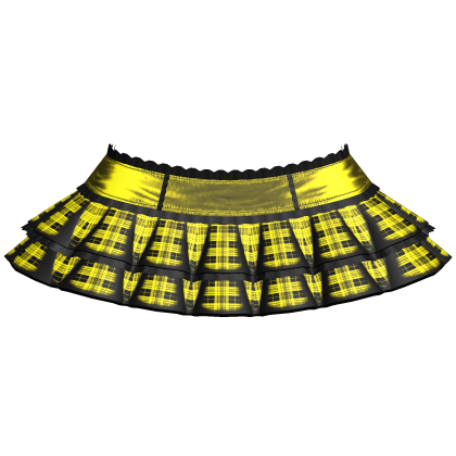 Yellow Emo Scene Plaid Layered Ruffle Skirt