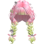 Mitsuri Anime Pink and Green Pigtails with Flowers