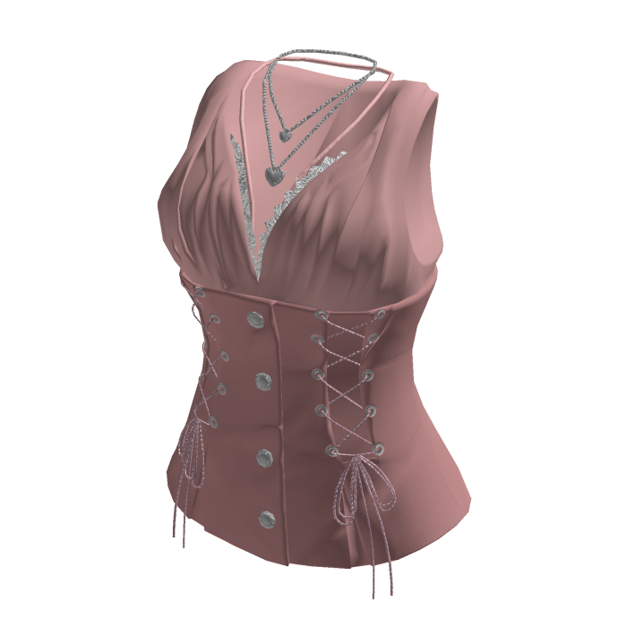 Y2K Vintage Corset Top w/ Heart Necklace (Pink)