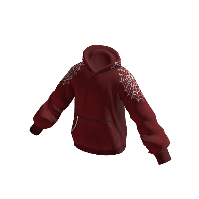 Goth Spiderweb Hoodie w/ Chain (Dark Red)