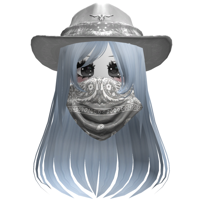 White Cowgirl Hat with Mask + Neck Scarf