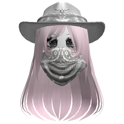 White Cowgirl Hat with Mask + Neck Scarf