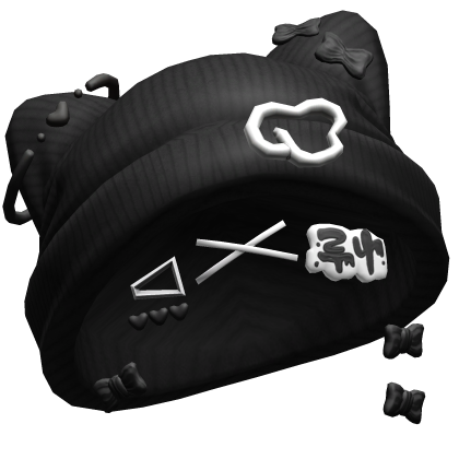 Black Cute Kitty Beanie w/ Hairclips Roblox item