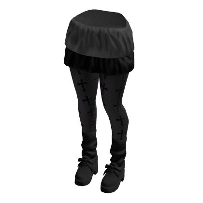  Emo Skirt Gothic Tights (Grey Black)