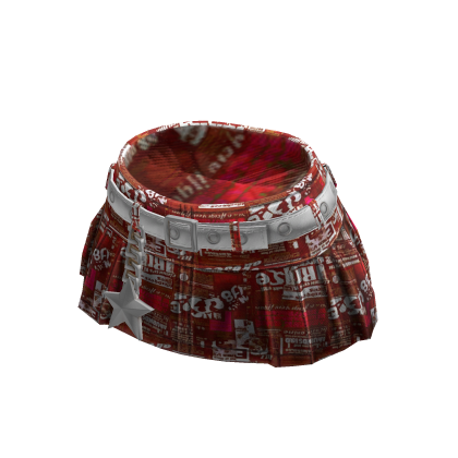 Y2K NewsPaper Mini Skirt (Red) thumbnail
