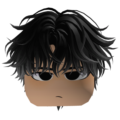 Messy Black Hair w Intimidating face Roblox item