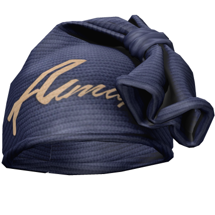 Navy Blue & Cream Knotted Wrap Cap Beanie