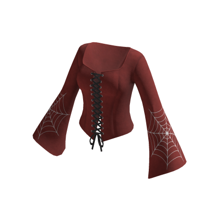 Lace Up Corset Top w/ Bell Sleeves (Red)