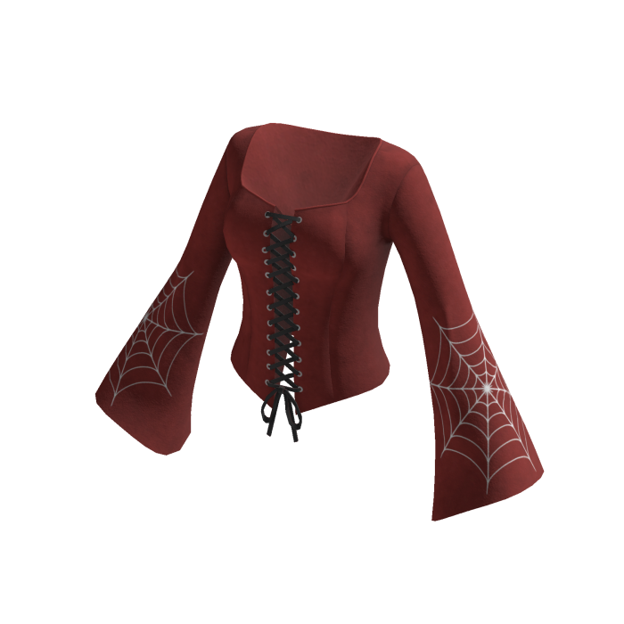Lace Up Corset Top w/ Bell Sleeves (Red)