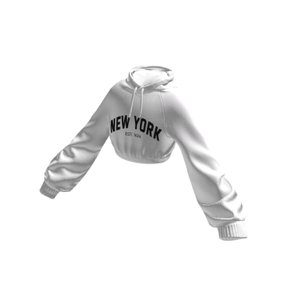 Oversized Cropped White New York Hoodie