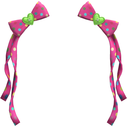 (14) Hot Pink/Lime Green Polka Bows w Ribbons Roblox item