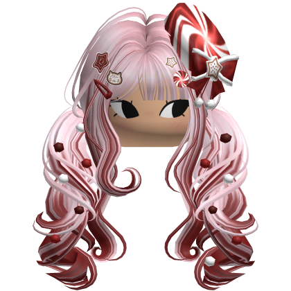 ♡ Christmas Peppermint Pigtails (Pink & Red)