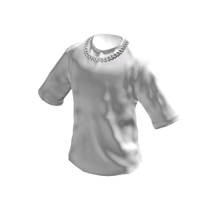 White T-Shirt Silver Chain Cuban Y2K Tee Shirt thumbnail