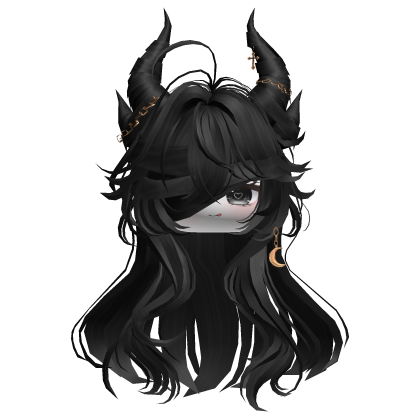 Horned Anime Demon Wolfcut (White&Red)