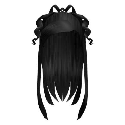 Y2k Side Bangs Curly Ponytail Long Black Hair Roblox item