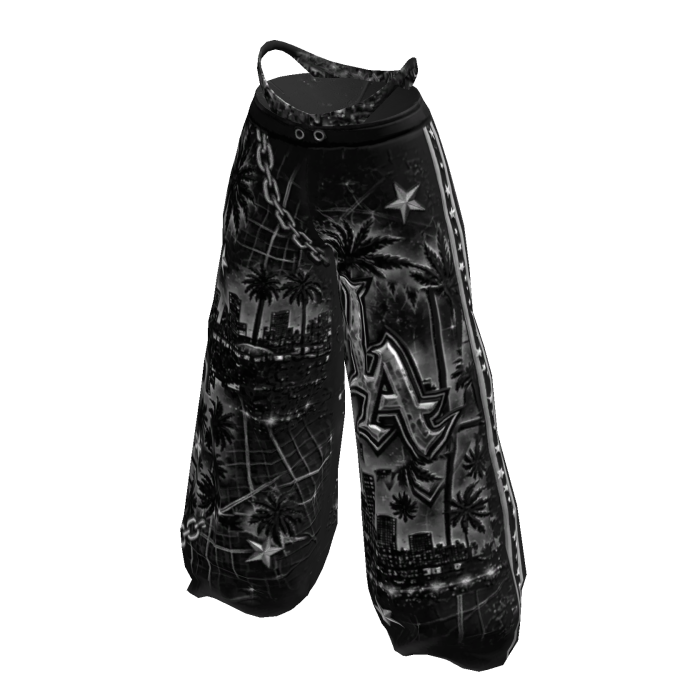 Los Angeles Pants w/ Bikini Line - Black Silver