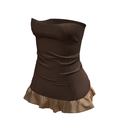 ☆ Chic Coffee Brown Mini Dress Frills thumbnail