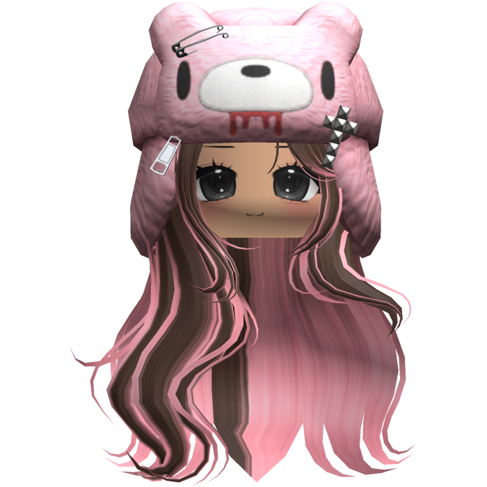 Fuzzy Bear Ushanka Flowy Long Hair (Brown&Pink)