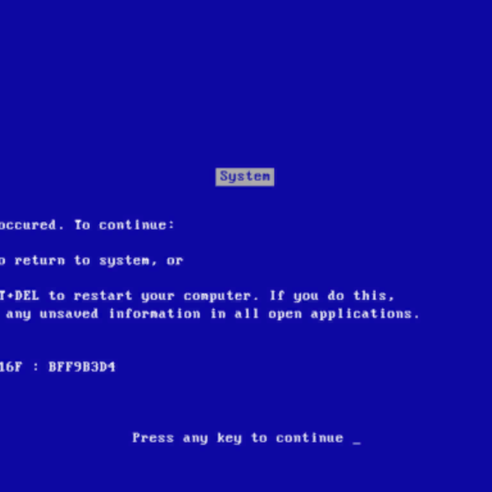 PC Blue Screen Error Message BSOD Glitch BG