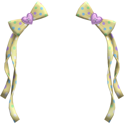 (20) Pastel Yellow/Lilac Polka Bows w Ribbons Roblox item