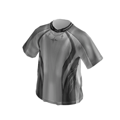 Contrast Panel Tee w/ Necklace (White)