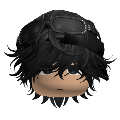 Messy Emo Black Hair W/ Y2k Cap