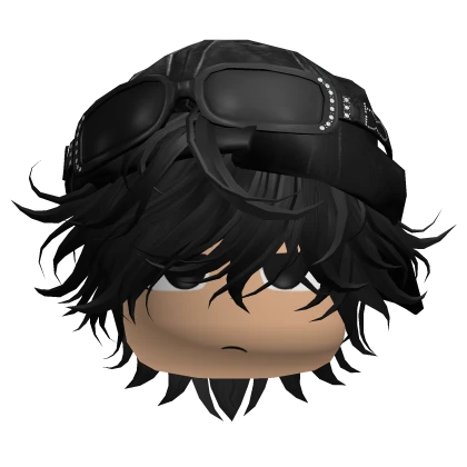 Messy Emo Black Hair W/ Y2k Cap & Side Glare | Roblox Item