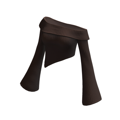 Sweater Brown Crop Asymmetrical Off Shoulder Warm thumbnail