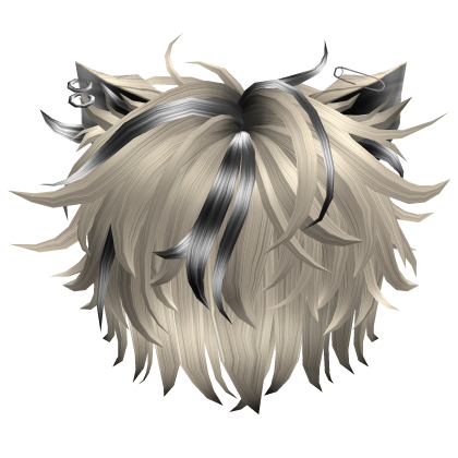 Messy Emo Punk Kitty Boy Hair in Platinum Raccoon Roblox item