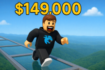 97% Win Obby Glass Bridge Reach +$10,000 !🤑