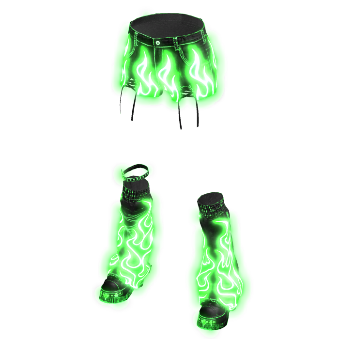 Glowing Emissive Fire Shorts Leg Warmers Green