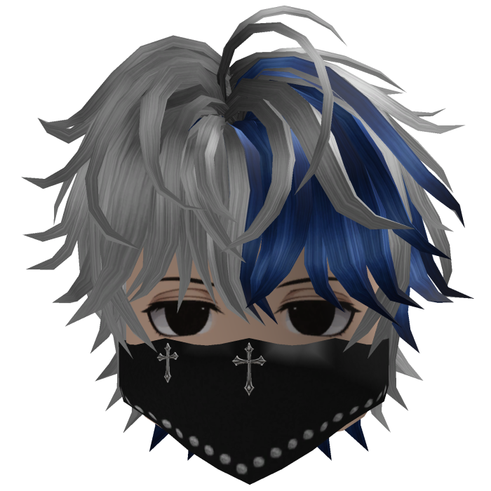 Messy Hair w/ Bandana & Glasses (Gray/Blue)
