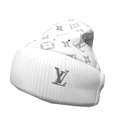 White LV Designer Luxury Beanie Rich Roblox item