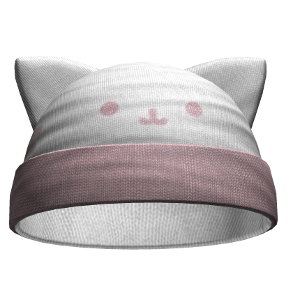 Kawaii Cute Kitty Beanie White&Pink