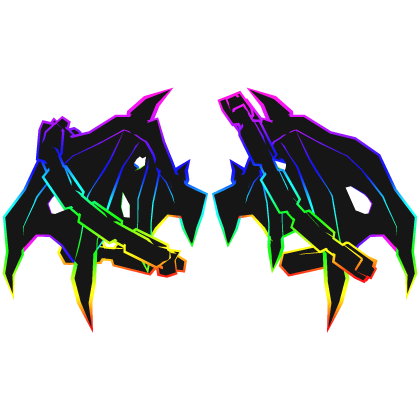Cartoony Rainbow Demon Wings