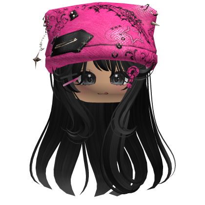 Black Y2K Punk Beanie Girl Hair