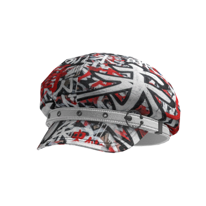 Goth Style Red and White Graffiti Hat