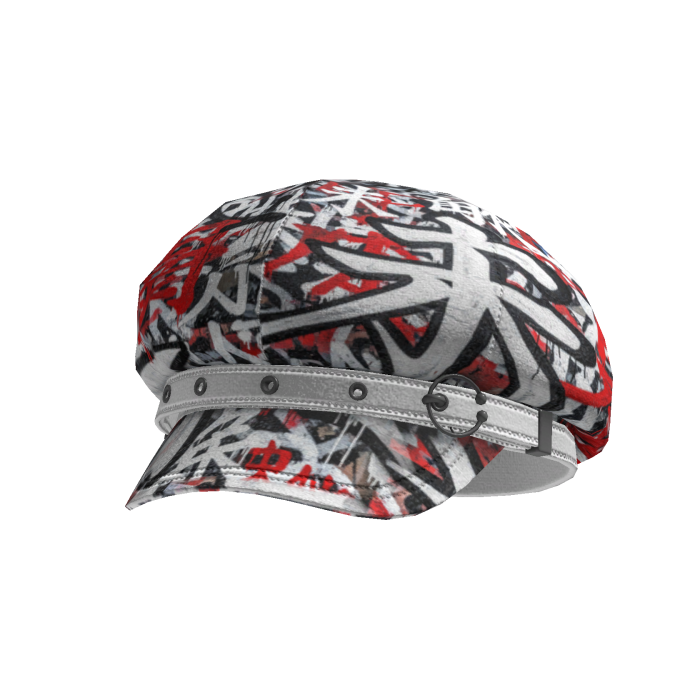Goth Style Red and White Graffiti Hat