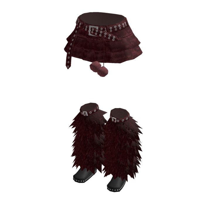 Y2K Belted Mini Skirt w/ Fluffy Boots (Red)