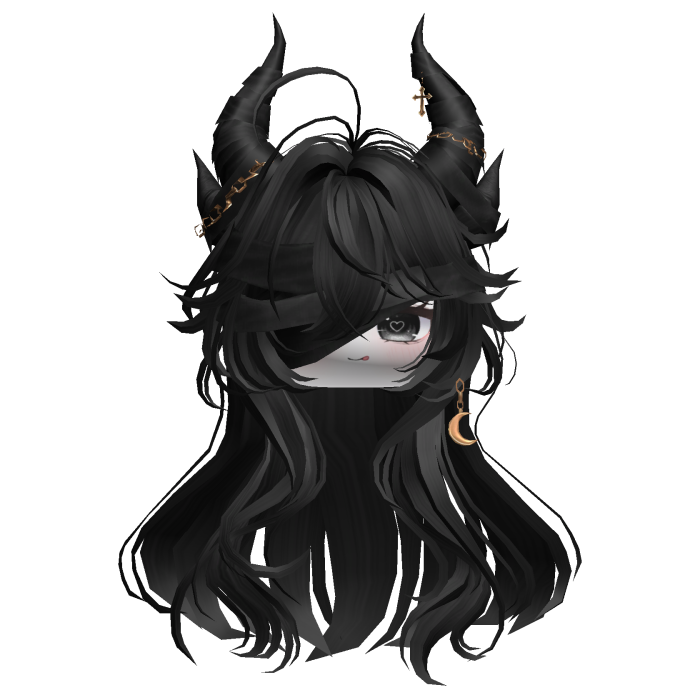 Horned Anime Demon Wolfcut (Black)