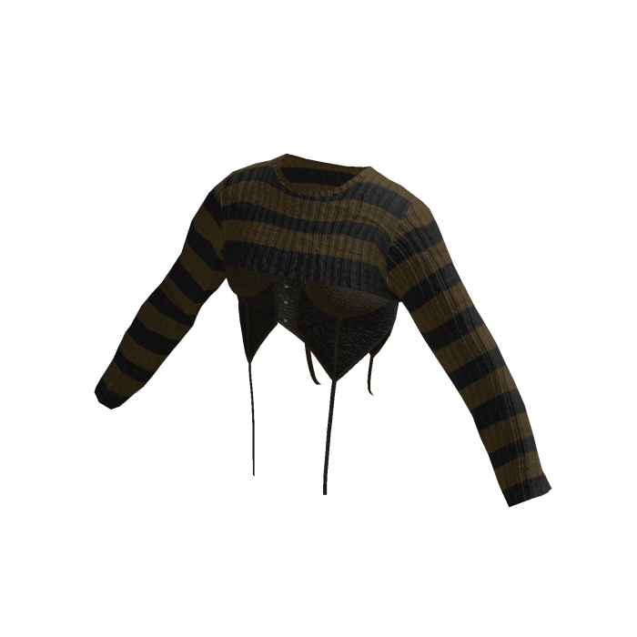 [FDDUGC]Striped Layered Goth Top(dark yellow)
