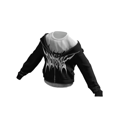 Black/White SVDDENLY Layered Zipped Hoodie