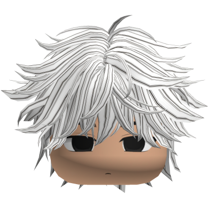 Cute Y2K emo boy messy fluffy black white hair