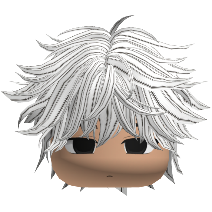 Cute Y2K emo boy messy fluffy black white hair