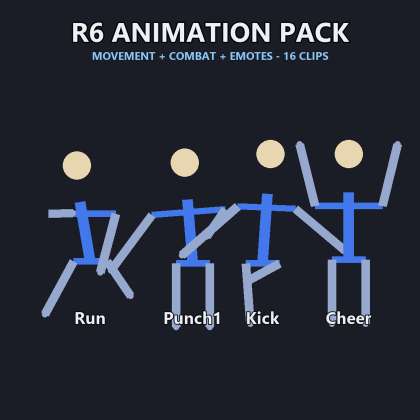 R6 Character Animation Pack Movement Combat preview 5